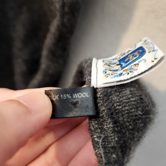 Portolano Womens Gray Shawl Cashmere Silk Wool Blend Flaws - Picture 4 of 9